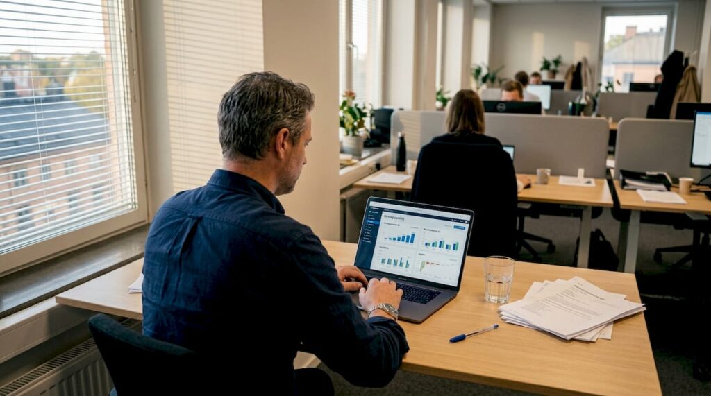 Många företagare ansöker idag om lån digitalt, även när de sitter på kontoret.