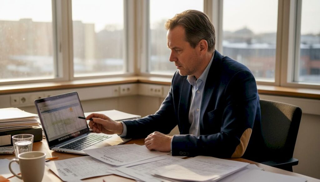 Företagare går igenom sina kassaflödesrapporter